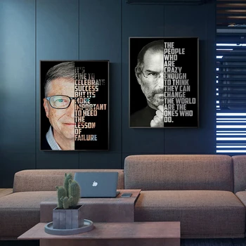 Bill Gates og Steve Jobs Motiverende Citater Lærred Maleri Væg Kunst, Plakater og Prints Billeder i Linvingroom Home Decor 55747