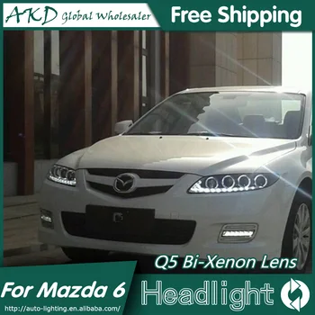 AKD Bil Styling til Mazda 6 Forlygter 2004-2013 Mazda6 LED-Forlygter Angel Eye DRL Bi-Xenon Optik Høj Lav Beam Parkering 55815