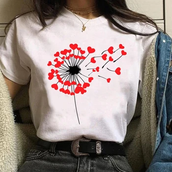 Kvinder Tøj Dame t-Shirts Grafisk Print Love Heart Sweet Valentine Søde 90'erne Stil, Mode Toppe Kvindelige T-Shirt Dame T-Shirt 55850