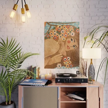 Lærred Maleri Wall Art Print Klimt Dame Plakat Hjem Dekorativ Blomst Moderne Stue Abstrakte Modulære Billeder Uden Ramme 56200