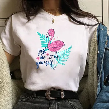 Kvinder Flamingo T-shirt Mode Grafisk TShirt Streetwear 2021 Harajuku Kvindelige T-shirt ulzzang sommer sød Mode i 90'erne fans tshirt 56784