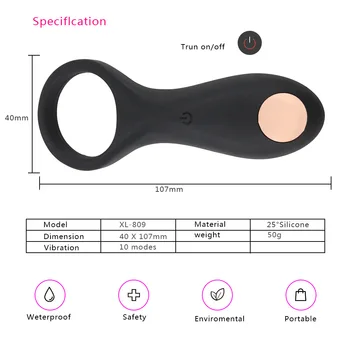 VETIRY 10 Speed Vibrator Penis Ring-penisring Penis Udvidelsen Forsinke Ejakulation Sex Legetøj til Mænd Male Masturbation