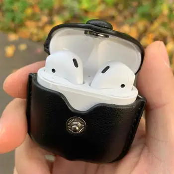 Luksus Læder Øretelefon Beskyttelse Tilfældet For Apple AirPods 1 2 Trådløse Headset Opladning Max Potective Tilfældet Med Nøglering Krog