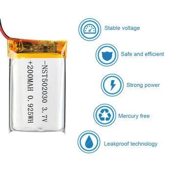 3,7 V v 250mah 502030 Lithium batteri for højttaler-Bil DVR kamera Lithium-Polymer Genopladeligt Batteri til kørsel optager MP3/MP4