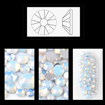 1 Pakke Crystal Opal Hvid Nail Art Rhinsten Blandet SS3-SS16 3d Charme Glas Flatback Ikke Hotfix DIY Nail Smykker, Dekorationer