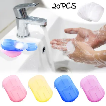 20Pcs Disponibel Hånd Vask Tablet Rejse Bære Sæbe Papir papel higiénico de jabón para viaje