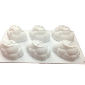 6 Huller 3D Flydende Sky Kage Forme Til Bagning Dessert Mousse Silikone Udsmykning Mould Wienerbrød Pan Kage Bagning Af Skimmel 57907