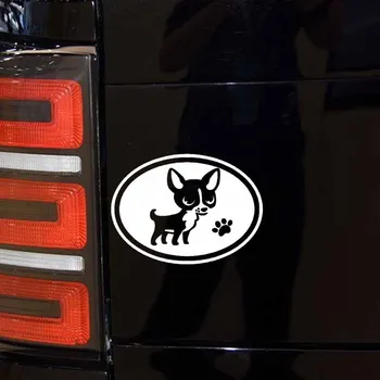10CM*7.3 CM Chihuahua Hunde Pote Oval Tegnefilm Vinyl Bil Mærkat Bærbar Kuffert Hjelm Skateboard Mærkat 57942