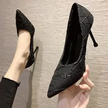 Franske lille frisk høje hæle damer stiletto høje hæle temperament høje hæle sexet spids tå eneste sko mode sko