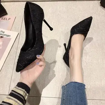 Franske lille frisk høje hæle damer stiletto høje hæle temperament høje hæle sexet spids tå eneste sko mode sko
