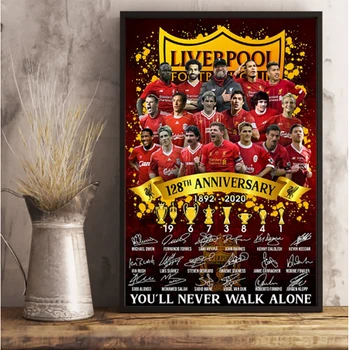Liverpool 128th Jubilæum Plakat Fodbold Print på Lærred Væg Maleri Moderne Sport Billede til stuen Home Decor 60119