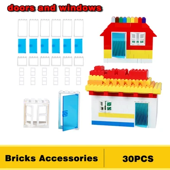 Byggesten hjul/dør og vindue supplerende sæt hjul building block-tilbehør til børn pædagogisk legetøj 60850