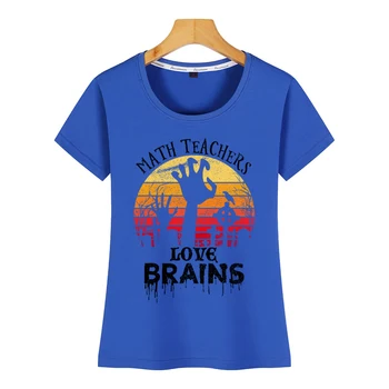 Toppe, T-Shirt Kvinder matematiklærer kærlighed hjerner halloween Tegneserie Indskrifter Tilpasset Kvindelige Tshirt 61145