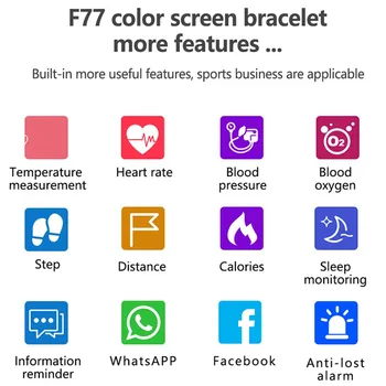 F77 Smart Armbånd Kropstemperatur Professionelle Trænings-Og Vandtæt Armbånd Sport Tracker Alarm Passometer Smartwatch