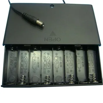 MOSUNXDIY 12V 8 x AA Batteri Holder Tilfælde Kasse Med Fører til at Skifte Til Futural Digital Hot Salg slagfast ABS materiale