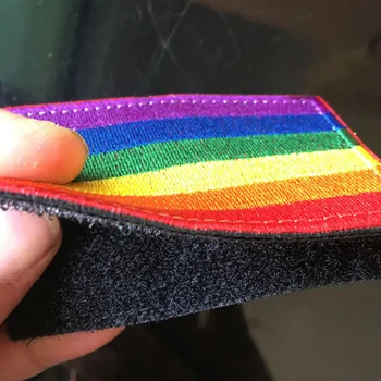 Rainbow Gay Pride Patches til Tøj Broderi Iron On Hook&Loop Patches Jakke Stribe Applikeret På Arm Tøj Indretning Badge 61684