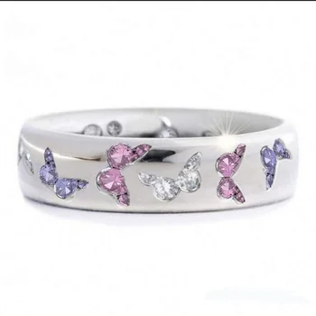 NPKDS 7 Stilarter Romantisk Damer Mode Farverige Sommerfugl Ring Perle hvid og Hvid Charmerende Ring Forslag 61901