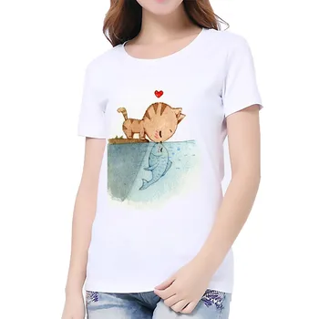 T-shirt tøj plus size koreansk stil dyreprint gömlek hiphop-hipster lgbt-Casual Print Kvinder ' s Wear Besætning hals Dejlig 62001