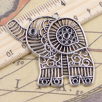 3pcs Charms Stor Hule Elefant 51x53mm Tibetansk Sølv Vedhæng Håndværk Gør Resultaterne Håndlavet Antikke Smykker DIY Til Halskæde 62354