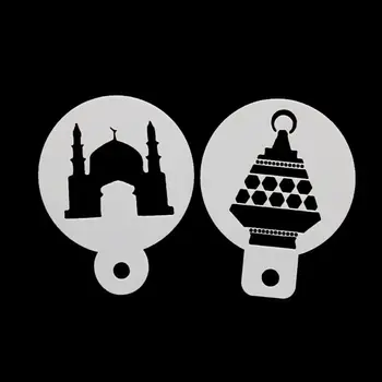 8stk/set Eid Mubarak Rejsen til Månen Og Blomster Spray Stencils Kage form for Udsmykning DIY Islam Muslimske Bagning Pad Forsyninger 62686