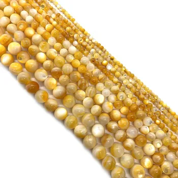 Naturlige Havet Shell Runde Perler Golden Shell Mor-of-perle 8mm til gør det selv Smykker at Gøre Mode Halskæde og Øreringe Tilbehør