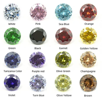 100pcs 0.8～4.0 Runde Cut Flere Forskellige farver løs cubic zirconia perle zircon sten aaaaa Til gør det selv smykker