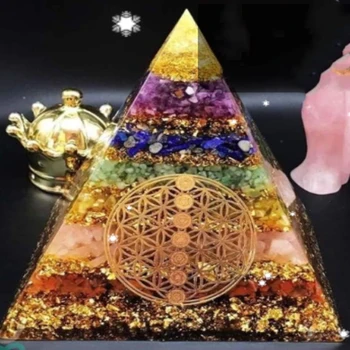 7cm Orgonite Pyramide Ametyst Krystal Kugle Med Træ Cabala Naturlige Cristal Sten Energi Healing Reiki Chakra Multiplikator 63170