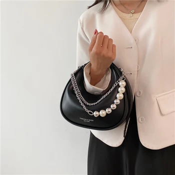 Nye PU Læder Crossbody Tasker Til Kvinder 2021 Mode Kæde skuldertaske Små Håndtasker Kvindelige Rejse Dame Beaded Cross Body Taske