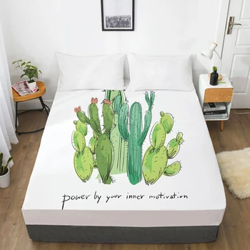 Drøm NS Fugl Grønne Kaktus Personlige Kjole Op Soveværelse boligtekstiler Ark 3D-Print Plante Blomster Serie Bettlaken 1STK 6636