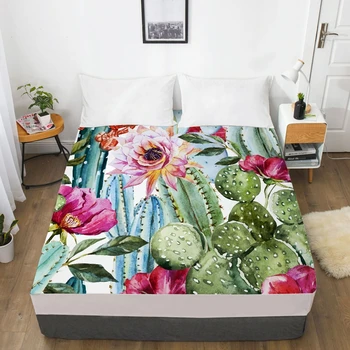 Drøm NS Fugl Grønne Kaktus Personlige Kjole Op Soveværelse boligtekstiler Ark 3D-Print Plante Blomster Serie Bettlaken 1STK