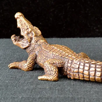 Vintage Kobber Krokodille Figur Røgelse Indehaveren Klassisk Miniature Copperware Dyr Bronze Statue Ornament Bruser Indretning Te Pet