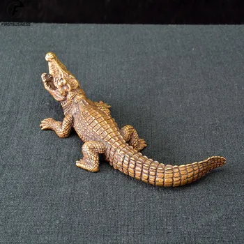Vintage Kobber Krokodille Figur Røgelse Indehaveren Klassisk Miniature Copperware Dyr Bronze Statue Ornament Bruser Indretning Te Pet