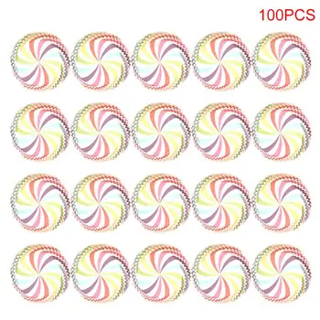 100Pcs Rainbow Cupcake Papir Kage Topper Bageplade Liners Muffin Tilfælde Cup Bageforme Køkken Tilbehør Wienerbrød Dekoration Værktøj 67109