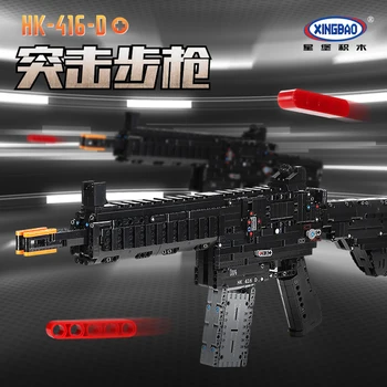 Xingbao Ar Pistol Udfald Byggesten Model Riffel Toy Sniper Hk416 Pistol Pistoler Pistol Ww2 Våben Mursten Militær Børn
