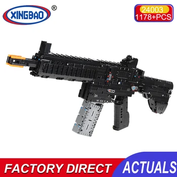 Xingbao Ar Pistol Udfald Byggesten Model Riffel Toy Sniper Hk416 Pistol Pistoler Pistol Ww2 Våben Mursten Militær Børn