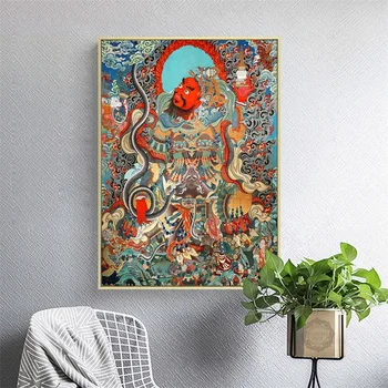 Buddha Thangka-Maleri Tibetanske Indien Kinesisk Religion Dekoration Stil Lærred Print Maleri Plakat Home Decor tableau bilder