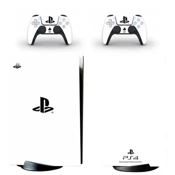 Ren Hvid Farve PS5 Standard-Disc Edition Hud Decal Sticker Cover til PlayStation 5 Konsol og 2 Controllere PS5 Skin Sticker