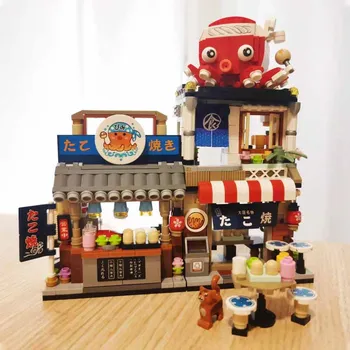 Loz Street View-Serien Takoyaki Shop Shaved Ice Shop Mini byggesten Mursten Restaurant DIY-Legetøj Til Børn-års Fødselsdag Gaver