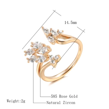 Kinel Fine Smykker Naturlige Zircon Ringe til Kvinder 585 Guld Krystal Blomst Vintage Bryllup Bride Ring Etniske Smykker 68362