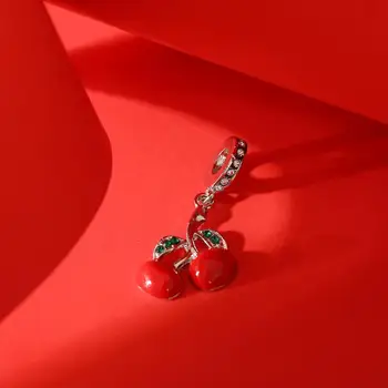 Hot Salg Luksuriøse Emalje Red Cherry Perler Passer Oprindelige Pandora Charms Perler for Kvinder Party Gave DIY Smykker