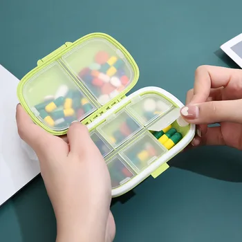 Rejse-Pille Tilfældet Medicin Opbevaring Arrangør Container Stof Tablet Dispenser Uafhængige Gitter Pille Boks 4 Farve