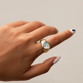 IngeSight.Z 6 Farver Taoistiske Yin Yang Tai Chi Kno Finger Ringe til Kvinder, Mænd Enkle Minimalistiske Ringe, Smykker Tilbehør Gave