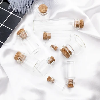 5pcs 10 Størrelser Mini Lille Glas, Flasker, Klart Glas, Flasker, Krukker Hætteglas med Kork Prop for DIY Ønsker Besked Parfume Container