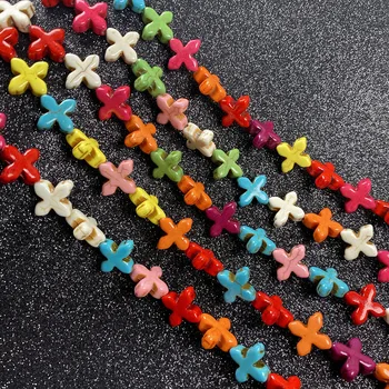 Trendy Krydser Mix Farvet Løse Perler Syntetisk Turkis Perler for Håndarbejde DIY Armbånd, Halskæde, Øreringe og smykkefremstilling