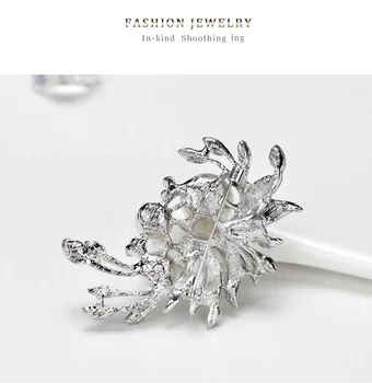Crystal Rhinestones Diamante Imiteret Perle Broche Ben for Kvinder Romantisk Bryllup Brudepige Buket DIY Bejeweled AD079 72666