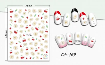 3D Negle Sticker Pige Manicure Klistermærker Udsmykning Stickers til Negle Daisy Blomster Cherry Design Nail Art Mærkat Tilbehør
