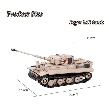 1018PCS TIGER 131 Militære Tank Model byggesten WW2 tyske Hær Soldat Våben Tunge Kampvogne Mursten Legetøj Til Børn Drenge