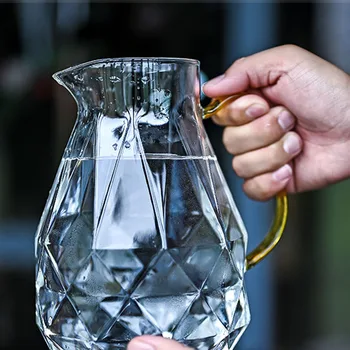 1,5 L Tekande Karaffel til Vand-Diamant Tekstur Glas Tekande Sæt Vand Kande Gennemsigtig Og Pot Vand Karaffel varmeandige
