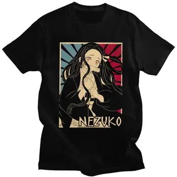 Retro Demon Slayer T-Shirts Nezuko Kamado Top T-Shirt Mænd Forud-Krympet Bomuld Camisas Hombre Kimetsu Ingen Yaiba Tee Toppe Camisas