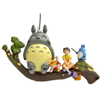Japansk Animationsfilm Totoro Pige Fiskeri Figurer Fe Garden Home Decor Resin Figurer Landskab DIY Foto Rekvisitter 76913
